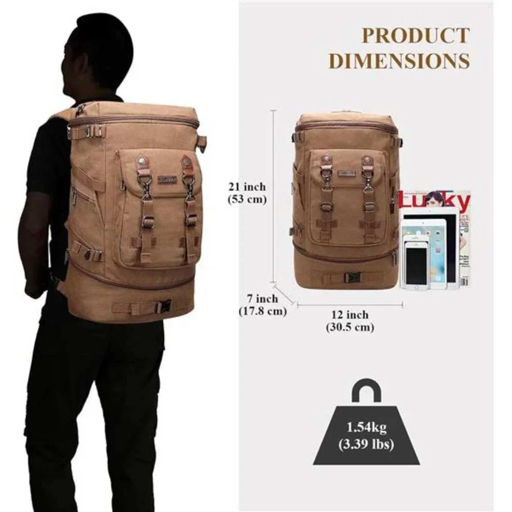 Travel Backpack for Men Women Canvas Backpack Carry on Luggage Rucksack